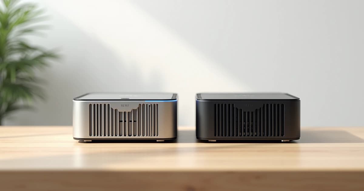 Настольная AI-станция NVIDIA DGX Spark и компактный компьютер Apple Mac Studio рядом — сравнение для локального ИИ