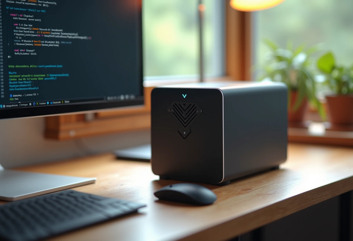 Компактная AI-станция DGX Spark на рабочем столе — корпус объёмом полтора литра